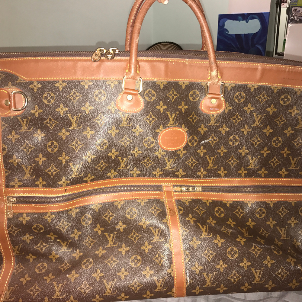 Large Leather Print Duffle Bag